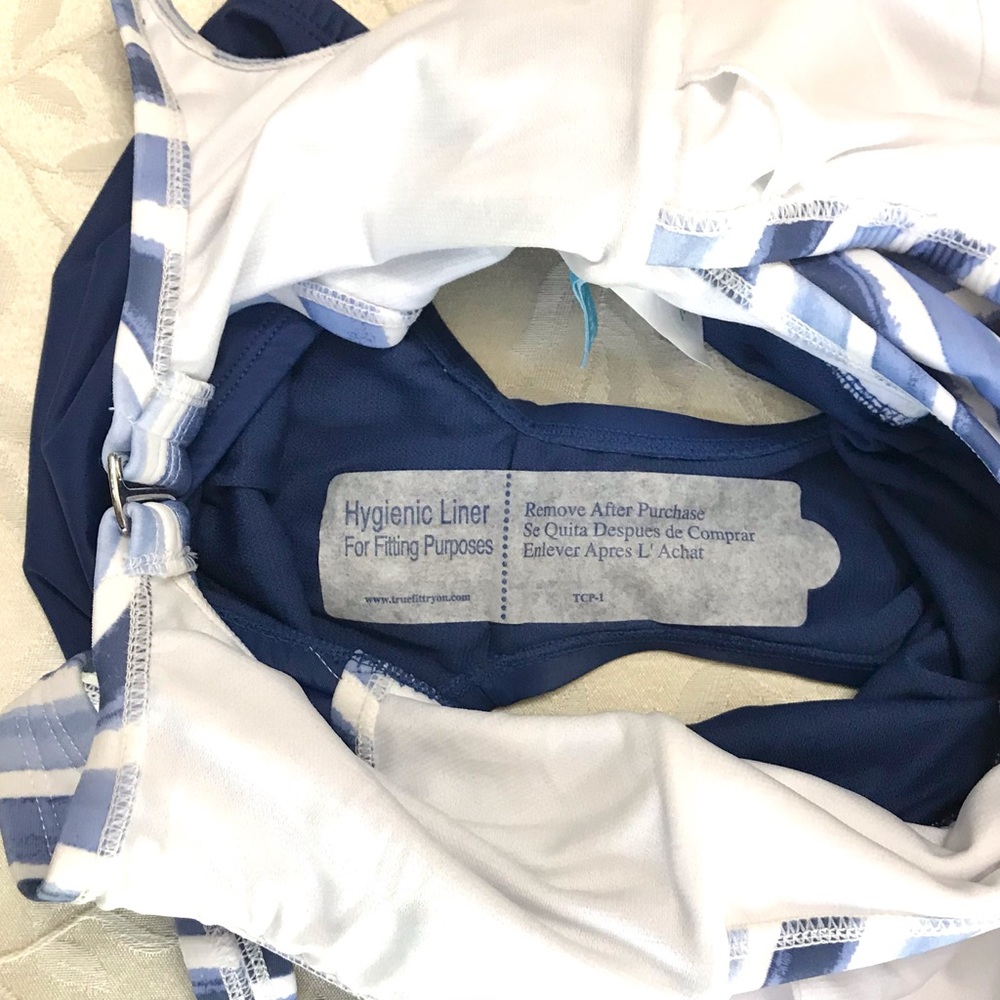 🆕 Beach Betty Womens Swimsuit One Piece Small Blue White Striped Keyhole NWT - Picture 9 of 10